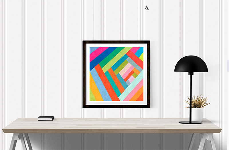 stripes print framed with desk