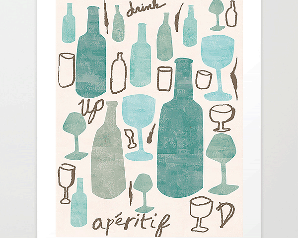 Bottles & Wine Giclee Print