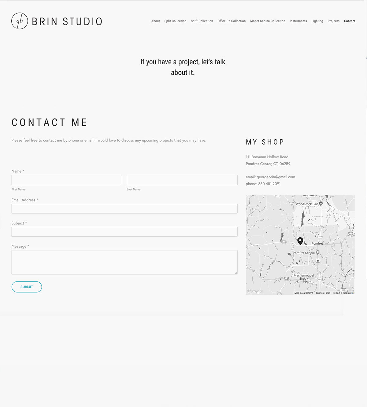George brin studio contact page image